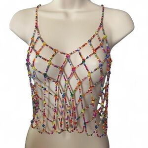 HOT & DELICIOUS Multicolor Glass Beaded Cami Top